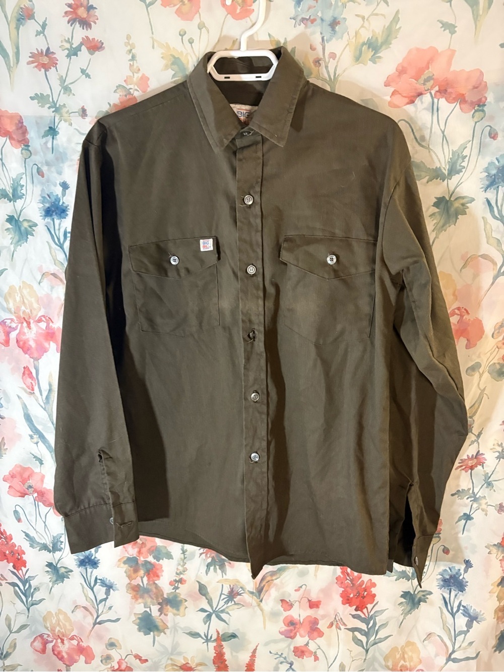 Vintage Brown/Green Button-Up Work Shirt - Picture 2 of 9